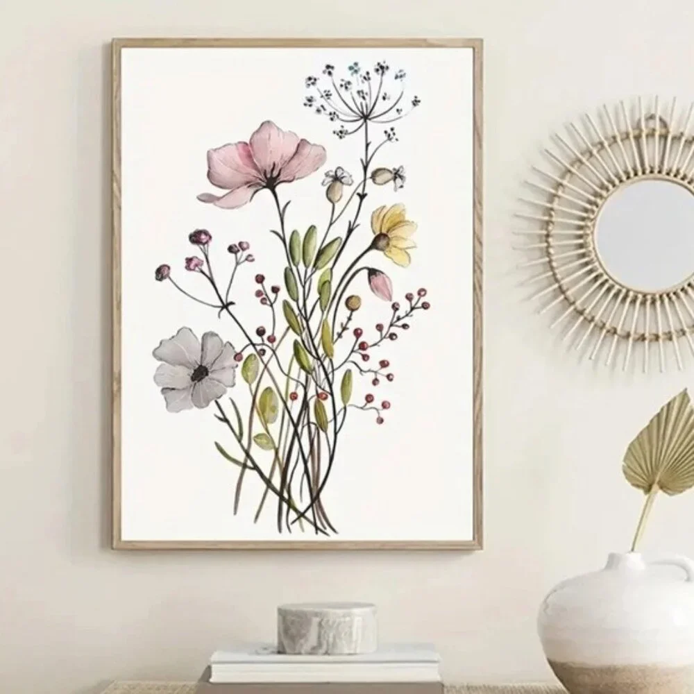 Boho Floral Nature Print Canvas Wall Decor